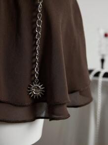 Elamini Women's Plain Minimalist Metal Waist Belt Design Skirt