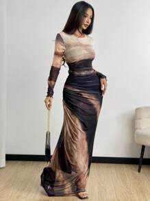 Rafferiza 女式扎染褶皱长裙 - 彩色 - 查看 4