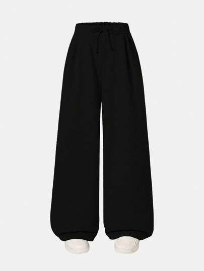 SHEIN بنطلون فضفاض رسمي بخصر ربطة سير وساق مستقيمة