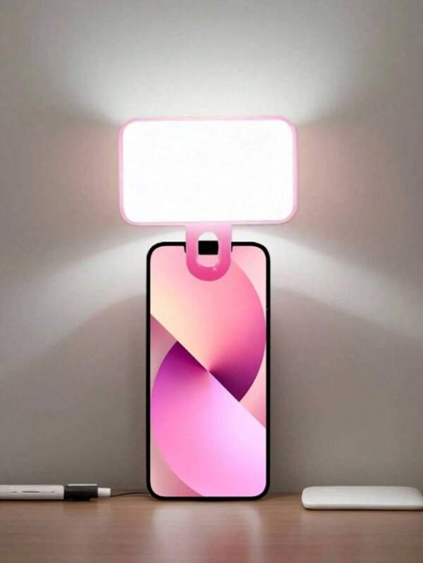 SHEIN 1 Stück LED Lichtauffüll-Selfie-Licht, LED Handy-Licht mit 3 Beleuchtungsstufen, tragbares Mini Clip-On Lichtauffüll-Licht, Make-up, Live-Stream, Zoom-Konferenz, wiederaufladbares Clip-Licht für Video/Foto mit Handy, Kamera