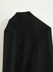 SHEIN LUNE 无袖开襟纯色不对称下摆背心，适合秋冬季女士办公室穿着，休闲百搭。 - 黑色 - 查看 8