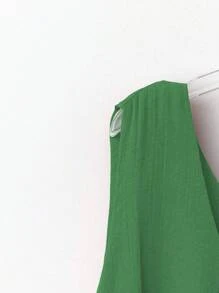 SHEIN LUNE CURVE Plus Size Women Spring/Summer Vacation Dopamine Vintage Style Double Ruffle Trim Camisole - Green - View 4