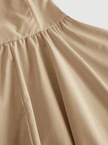 SHEIN MOD 卡其色梦幻浪漫露背系带蝴蝶结连衣裙，适合约会、派对、节日、茶会、生日场合 - 卡其色 - 查看 4