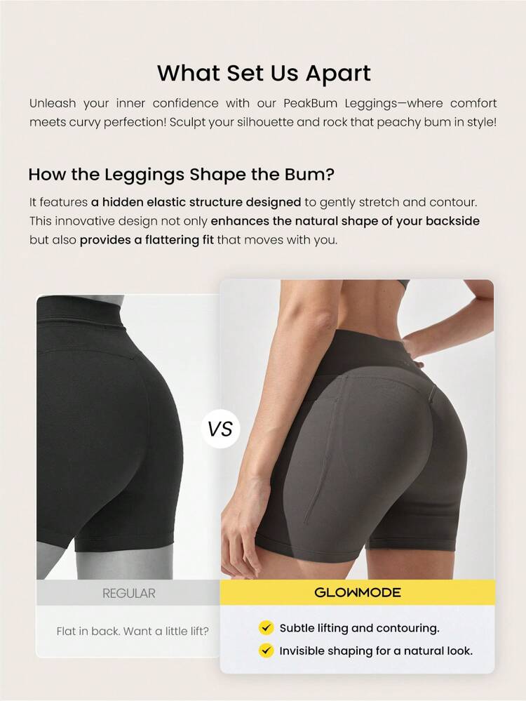 4.3" FeatherFit™-Sculpt Confidence Boost Stretchy Compressive Butt Lifting Tummy Control Anti-Slip Side Pockets Biker Shorts Medium Impact Running Jogging Workout Gym Training Active
