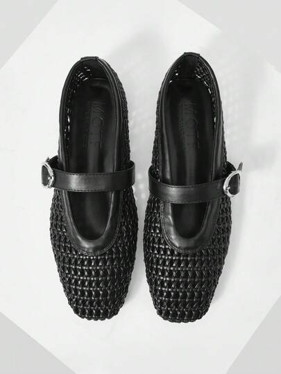 MOTF 方头编织芭蕾平底鞋 玛丽珍鞋