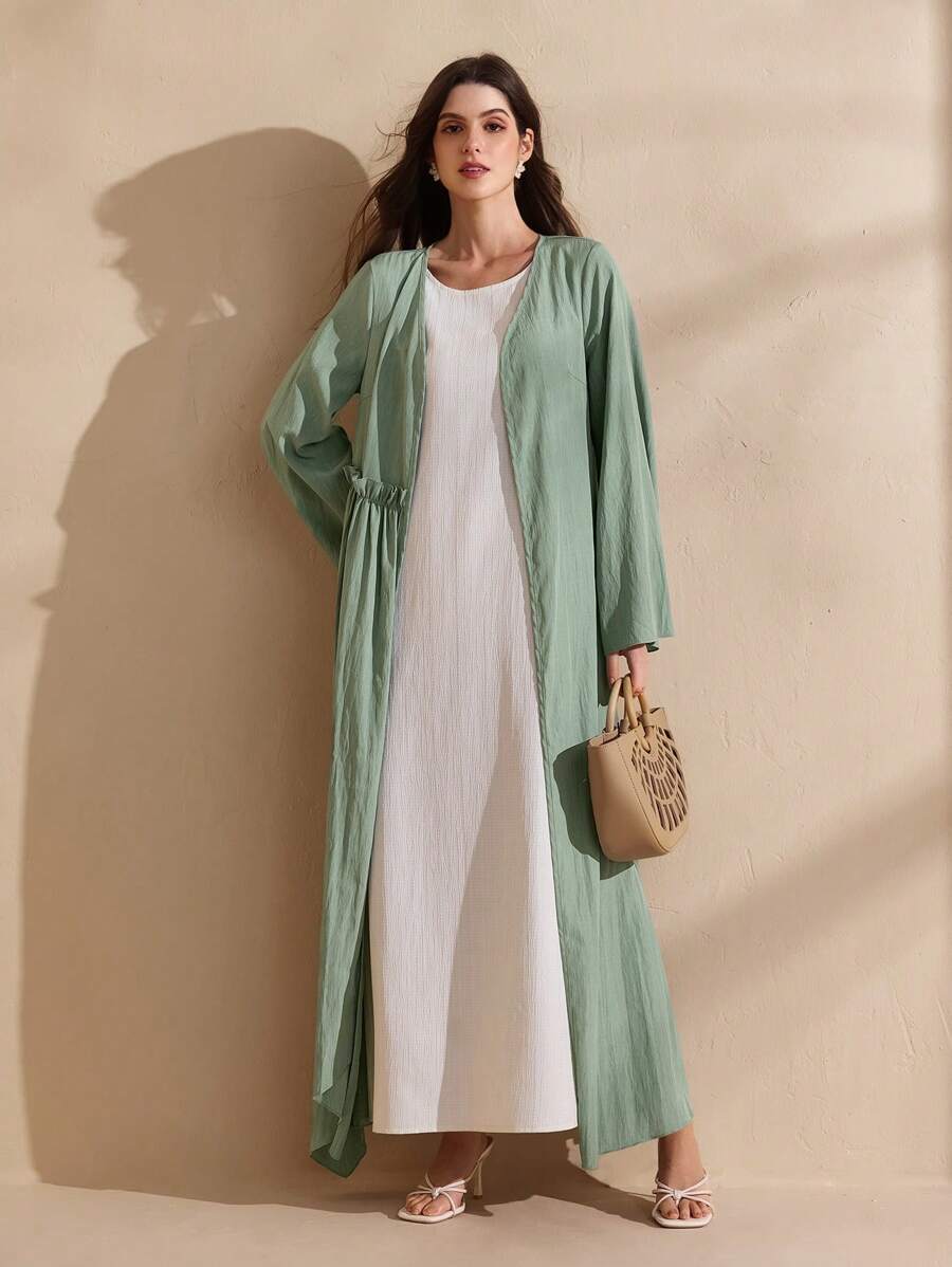 Graceveil Damen Locker sitzende leichte Strickjacke mit asymmetrischem Saum, Frühling/Sommer, Hellgrün