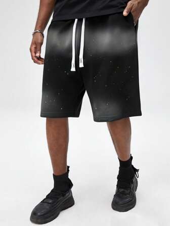 Street Life Pantalones cortos casuales de uso diario con cintura con cordón y degradado de color para hombre