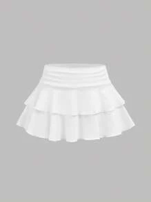 Girlism Set adolescentă portocaliu și alb cu imprimeu floral Halter, tiv neuniform, stratificat, drăguț, din 2 piese, ținută