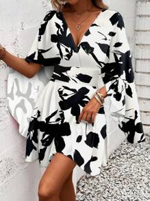 Breezaya 女式荷叶边花卉印花褶皱收腰度假中长连衣裙 - 彩色 - 查看 6