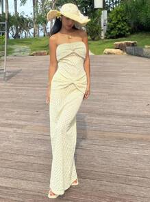 SHEIN EZwear Women's Summer Vacation Starfish Decor Dress - Apricot - View 1