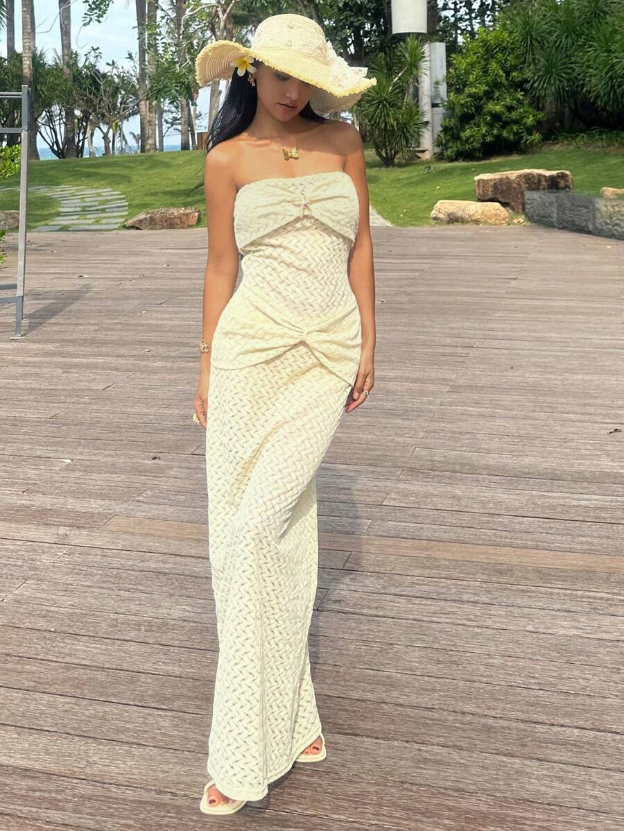 SHEIN EZwear Women's Summer Vacation Starfish Decor Dress - Apricot - View 1