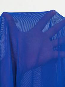 Swim Lushoire Vestido de fiesta para mujer con cuello en V de unicolor, manga corta y cubremalla - Multicolor - Ver 5