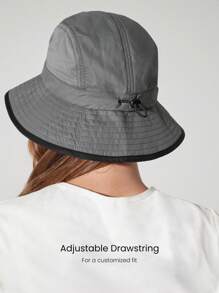 GLOWMODE Social Hour Lightweight Quick Dry Waterproof Adjustable Reflective Drawstring Bucket Hat Beach Pool Holiday Vacation Getaway Daily Active Wear - Grey - View 2