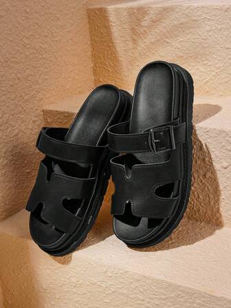 HighSole Sandales compensées noires à plateforme pour femmes