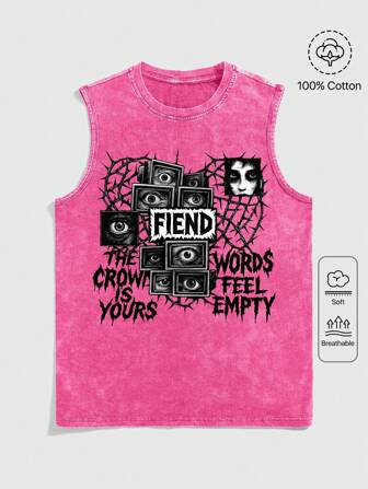 Prep Men's Goth Round Neck Sleeveless Summer Vintage Fashion Glasses & Heart Graphic Casual Tank Top