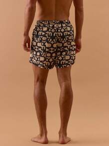 Musero Slogan All Over Print Swim Shorts Spring, Summer, Holiday, Vacation, - Apricot - View 4