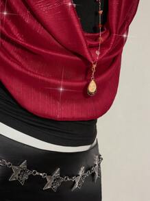 SHEIN ICON Slim-Fit Sleeveless Top With Necklace Pendant Decoration