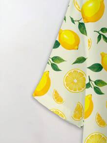 Genlund Men's All-Over Lemon Print Casual Single Breasted Short Sleeve Shirt Set, Summer Yellow Shirt Beach Shirts For Men - Multicolor - View 6