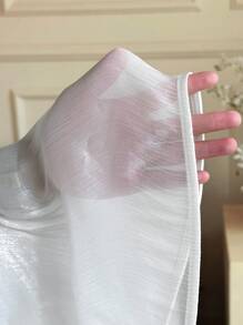 Modelyn Blusa elegante de mujer de manga larga con abotonadura sencilla y decoración de parches de unicolor - Blanco - Ver 5