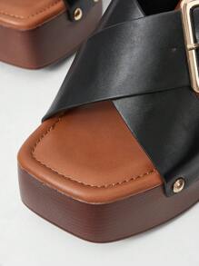 MOTF 棕色厚底系带女式凉鞋 - 黑色 - 查看 6