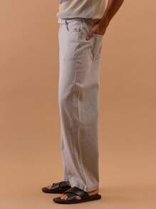 Musero 腰带细节直筒牛仔裤夏季、假日、度假、 - 灰色 - 查看 3