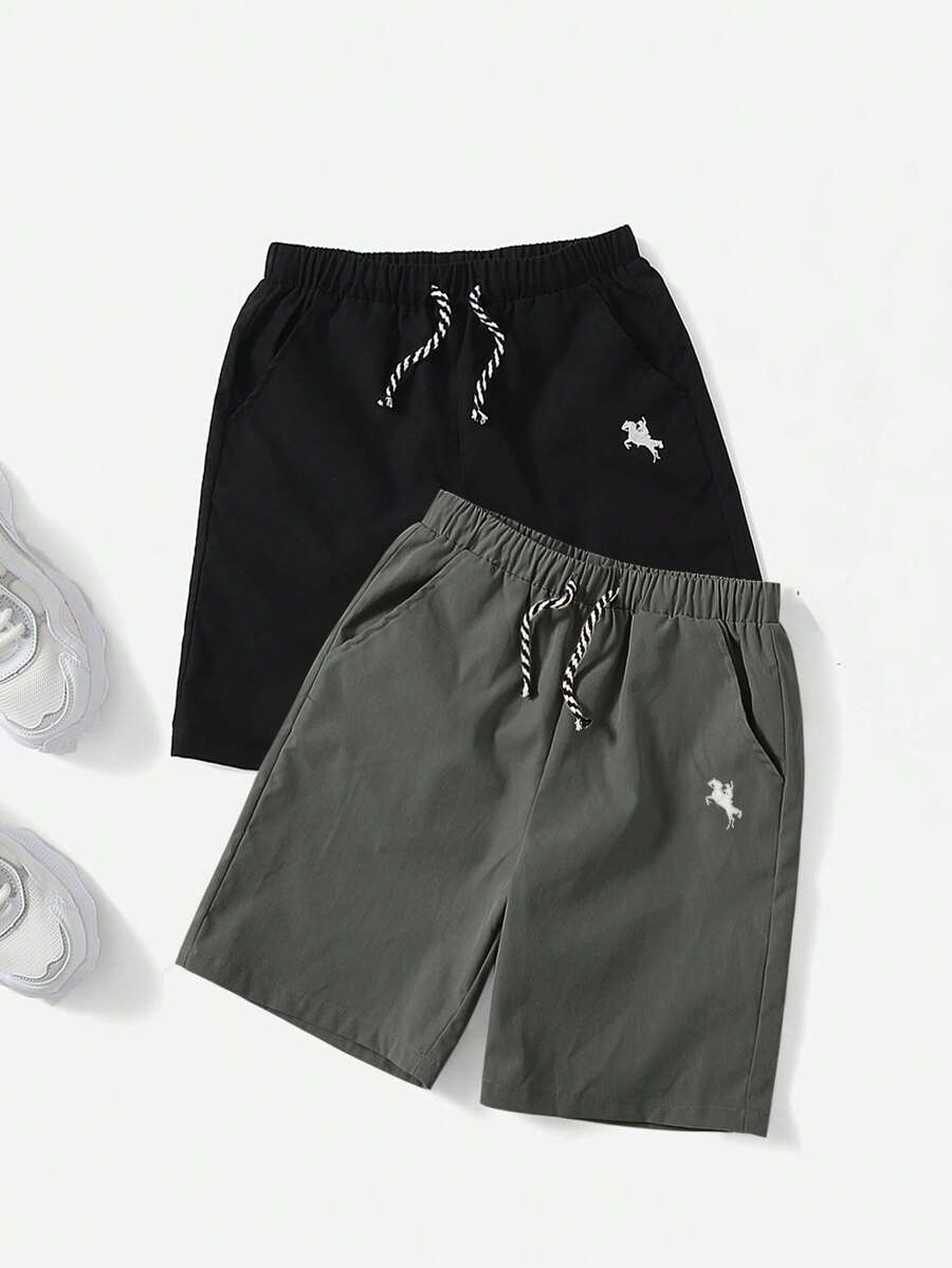 SHEIN Tween Boy Comfortable Casual Horse Rider Printed Shorts (1pc Of Each Color), School, Campus, College