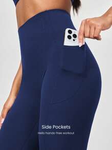 GLOWMODE 24 英寸 CoreHold FeatherFit™-Sculpt CoreHold 防滑贴身塑形收腹无前缝紧身裤，带侧袋，中等强度健身慢跑健身房训练