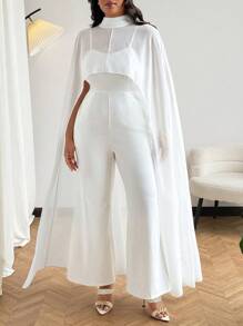 SHEIN Clasi Mono de verano minimalista de unicolor y elegante para tallas grandes - Blanco - Ver 4