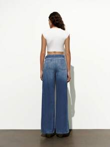 Lumivelle Women's Denim Straight-Leg Pants With Belt, Fashion For Summer - Medium Wash - View 2