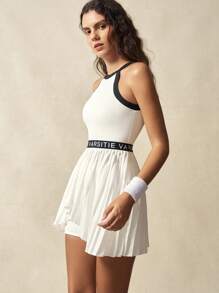 VARSIVA 女式字母印花褶边挂脖运动连衣裙