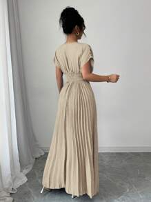 Rafferiza 女式蓝色十字结腰短款荷叶边连衣裙