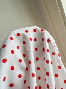 Comfortcana Bộ trang phục nghỉ hè hai mảnh dành cho nữ màu trắng dệt họa tiết chấm bi - Đỏ và trắng - Xem 7