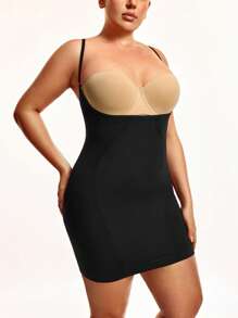 SHEIN Shape Plus Size Women Deep V-Neck Solid Cami Bodycon Dress