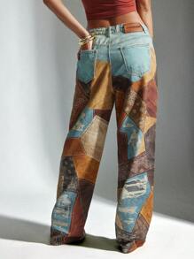 Denimoi 直筒幻彩印花牛仔裤 - 彩色 - 查看 5