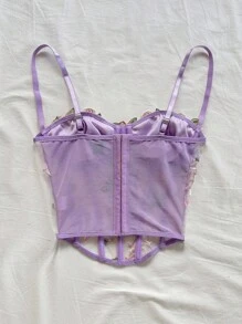 Soleia 波西米亚风、浪漫花卉、度假风、花卉主题7月4日服装、上衣、度假上衣、串珠上衣、荷叶边上衣、派对上衣、背心、7月4日女士性感露脐上衣、WYWH度假绿色渔网刺绣无肩带文胸、飘逸上衣、露肩毛衣、露肩上衣、单肩上衣、基础款上衣 - 彩色 - 查看 2