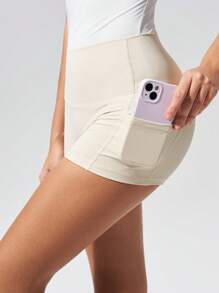 Fluxe Movishi High Stretch 2pcs Set: Solid Color Shorts & One-Piece Skirt Shorts For Women