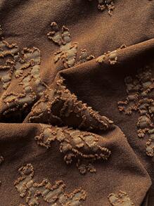 Elamini 棕色提花面料金属海星装饰露背荷叶边下摆迷你连衣裙，双层，优雅性感可爱，适合节日、休闲、派对、日常穿着、约会、复古 - 棕色 - 查看 8