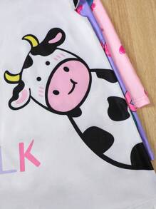 3 件套女童卡通动物印花无袖圆领休闲时尚针织连衣裙，适合夏季