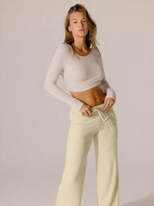 Aralina Soft Knit Texture High-Waisted Lounge Pants