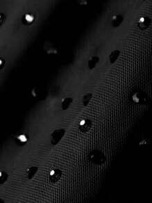 INAWLY Women's Summer Casual Rhinestone Embellished Fitted Cropped Tank Top - Black - View 4