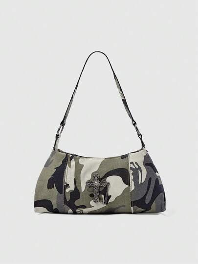 Grunge Punk Fashionable Cross Body Camo Print Women Handbag
