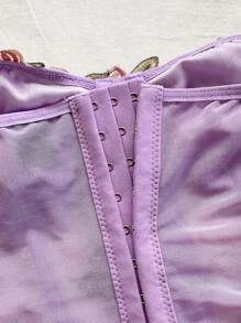 Soleia 波西米亚风、浪漫花卉、度假风、花卉主题7月4日服装、上衣、度假上衣、串珠上衣、荷叶边上衣、派对上衣、背心、7月4日女士性感露脐上衣、WYWH度假绿色渔网刺绣无肩带文胸、飘逸上衣、露肩毛衣、露肩上衣、单肩上衣、基础款上衣 - 彩色 - 查看 3