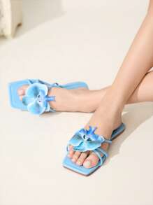 CUCCOO CHICEST Zapatos de mujer Nuevos para verano Bailarinas de punta cuadrada estilo Iris, Elegantes sandalias planas azul claro, Calzado de playa, Adecuado para fiestas de moda, vacaciones elegantes en la playa