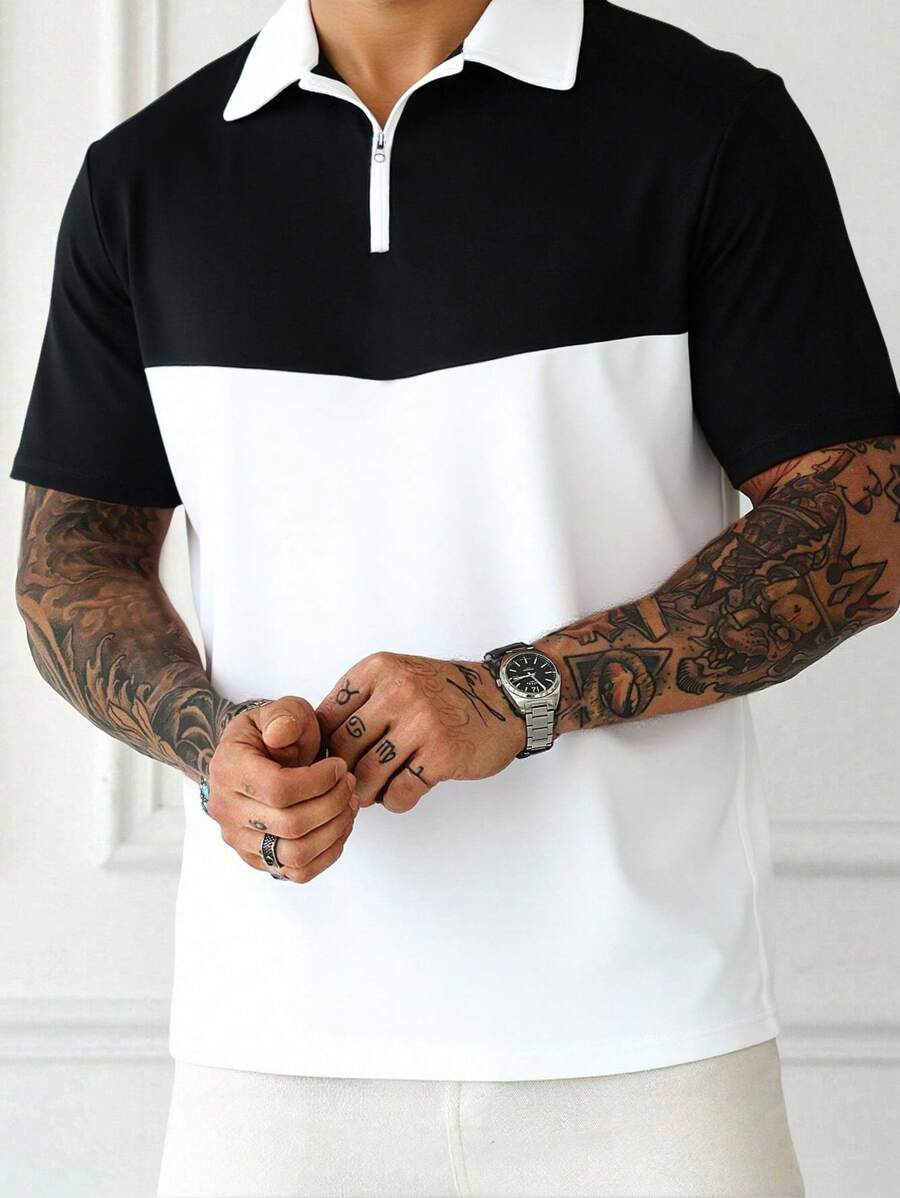 Manfinity Homme 男士夏季休闲拼色短袖 Polo 衫