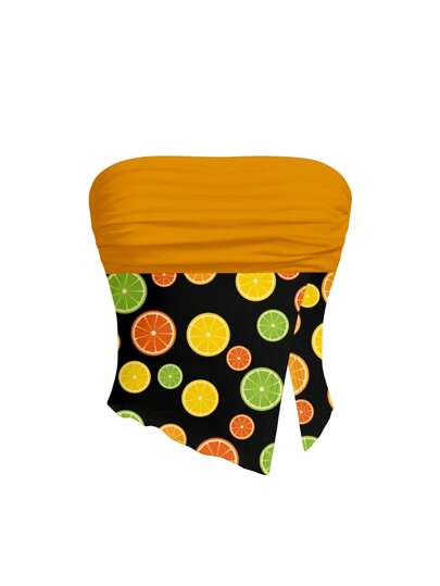 Vecteezy Orange Fruit Pattern Summer Beach Tube Top For Girls