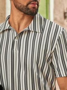 Manfinity VCAY Men's Casual Knit Striped Short Sleeve Polo Shirt - Multicolor - View 3
