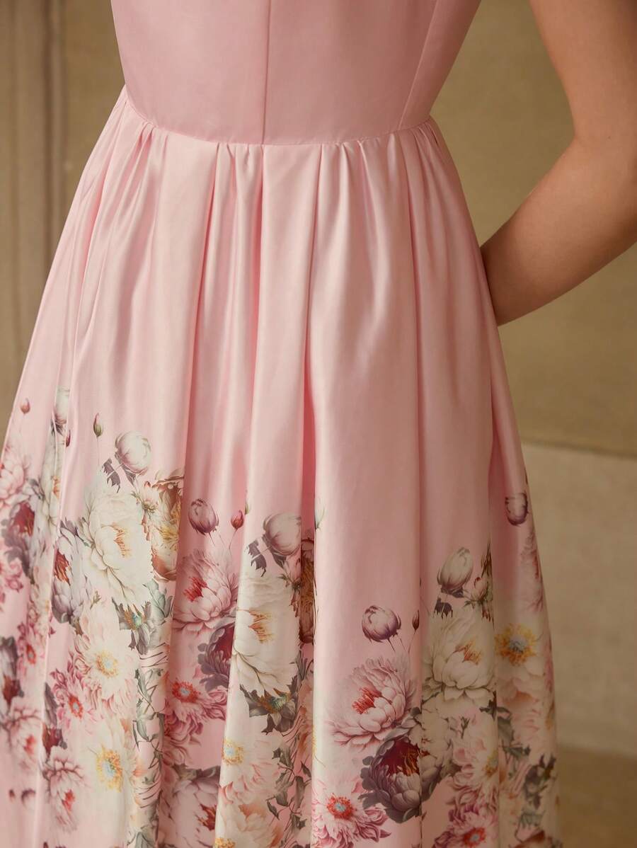 MOTF PREMIUM FLORAL PRINT FLARE HEM DRESS - Pink - View 2