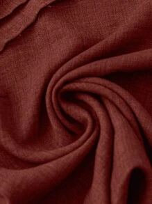 SHEIN Clasi 女式休闲蓝色不对称荷叶边盖袖衬衫 + 女式休闲蓝色松紧腰侧袋直筒九分裤，春夏 - 亮橙色 - 查看 6