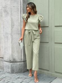 SHEIN Clasi 女士日常两件套服装 - 綠色 - 查看 6