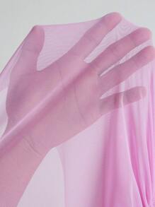 SHEIN Unity Women's Simple Mesh See-Through Pink Mini Dress With Twist Bust Decor, Sexy Bandeau Top - Pink - View 6